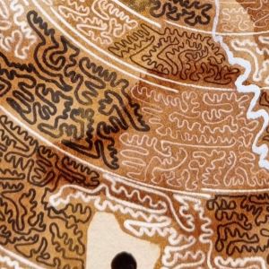 Aquarelle abstraite contemporaine, liners noir et banc. Format 30 x 30 cm. Extrait 3