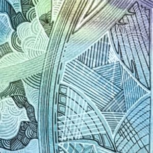 Aquarelle abstraite contemporaine, liners, aquerlle. Format 48 x 48 cm. Extrait 2