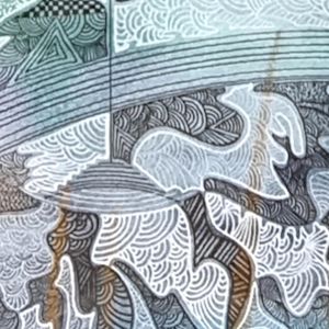 Aquarelle abstraite contemporaine, liners, aquerlle. Format 48 x 48 cm. Extrait 3