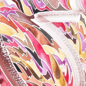 Aquarelle abstraite contemporaine. Ocres rose et rouge. Format 76 x 56 cm. Extrait 1