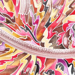 Aquarelle abstraite contemporaine. Ocres rose et rouge. Format 76 x 56 cm. Extrait 3