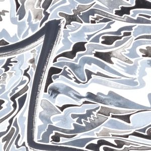 Aquarelle abstraite contemporaine. Noir et gris. Format 56 x 76 cm. Extrait 2