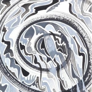 Aquarelle abstraite contemporaine. Noir et gris. Format 56 x 76 cm. Extrait 3