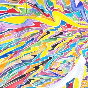 Aquarelle abstraite contemporaine. Multicolore. Format 76 x 105 cm. Extrait 1
